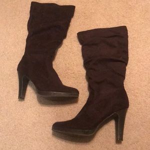 Tall brown suede boots